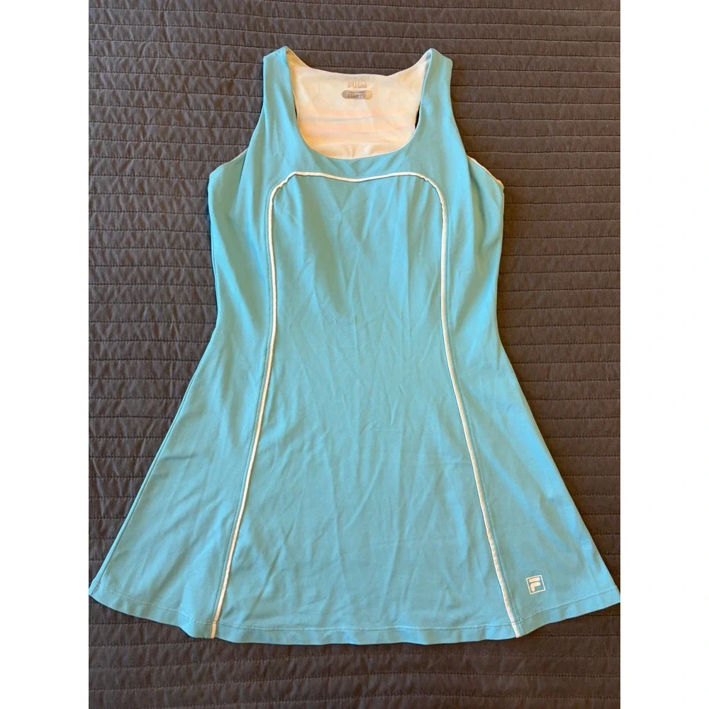 Fila Womens Light Blue Tennis Dress Racerback Built-in Size S Sporty Athletic - Picture 2 of 9